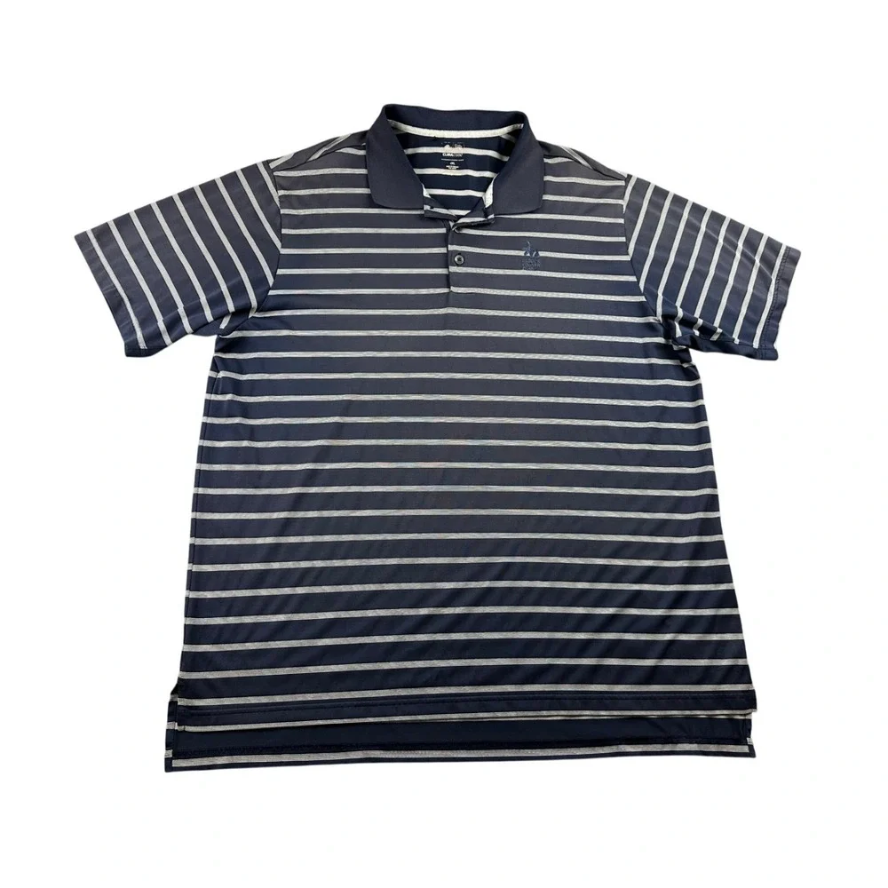 Adidas Polo Golf Shirt Men 2XL Blue ClimaCool Striped Short Sleeve Sporty P77944